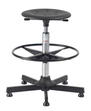 Industristaburet Kappa Stella med højdejusterbart sæde og stabil fodring – ergonomisk og slidstærk løsning til professionelle arbejdsstationer.