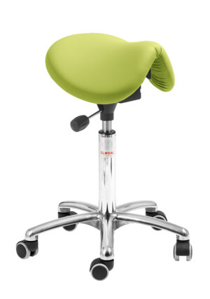 Mini saddelstol med Easy Seat mekanisme, alubase og hjul