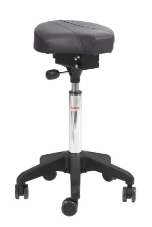 Ergonomisk saddelstol med hjul til aktive arbejdspladser.